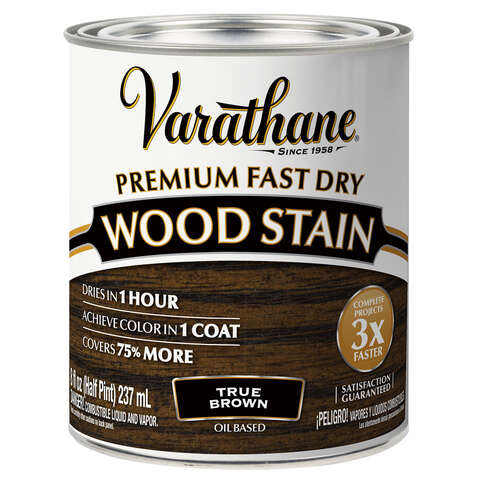 Varathane Premium True Brown Oil-Based Urethane Modified Alkyd Fast Dry Wood Stain 1/2 pt, Pack of 4