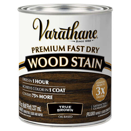 Varathane Premium True Brown Oil-Based Urethane Modified Alkyd Fast Dry Wood Stain 1/2 pt, Pack of 4