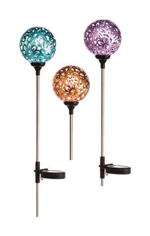Luminous Garden Multicolored Iron 28.7 in. H Shimmering Solar Garden Stake, Pack of 12