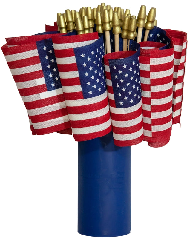 Valley Forge USE8D USA Stick Flag Display, Polycotton, Includes: (48) 8 x 12 in Printed No-Fray Polycotton Stick Flags, Pack of 48