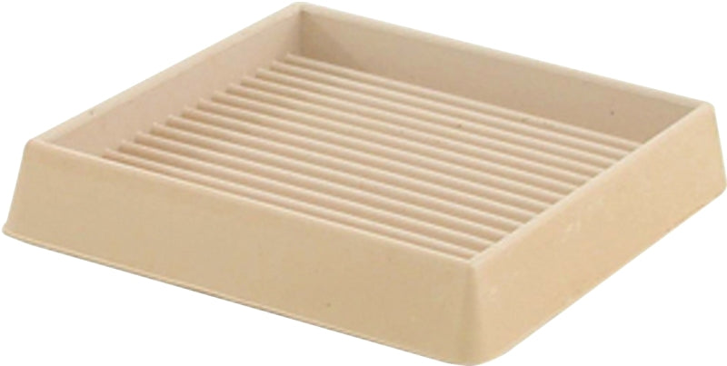 Shepherd Hardware 9168 Caster Cup, Square, 3 in Dimensions, Rubber, Off-White, 2/PK