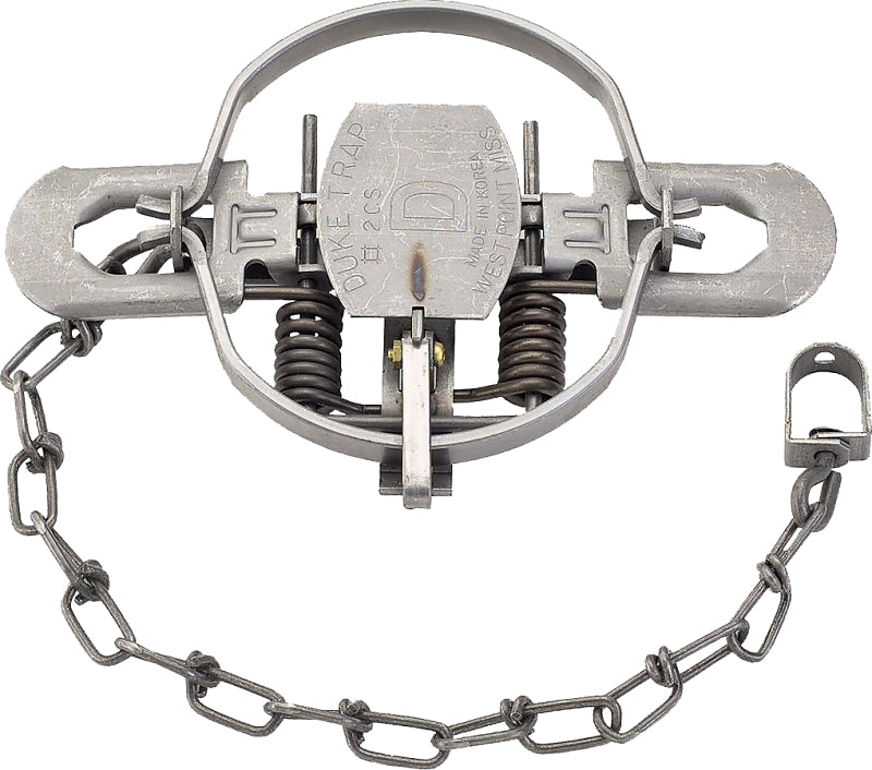 Duke Traps 0490 Coil Spring Trap, Spring Locking, For: Bobcat, Coyote, Fox, Lynx, Otter