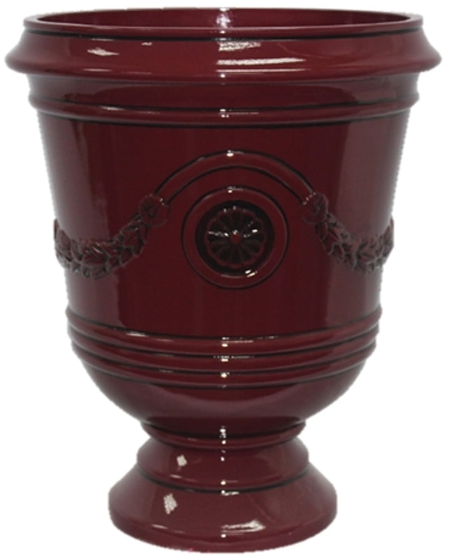 Southern Patio CMX-047025 Porter Urn, 18 in H, 15-1/2 in W, 15-1/2 in D, Ceramic/Resin Composite, Oxblood, Gloss