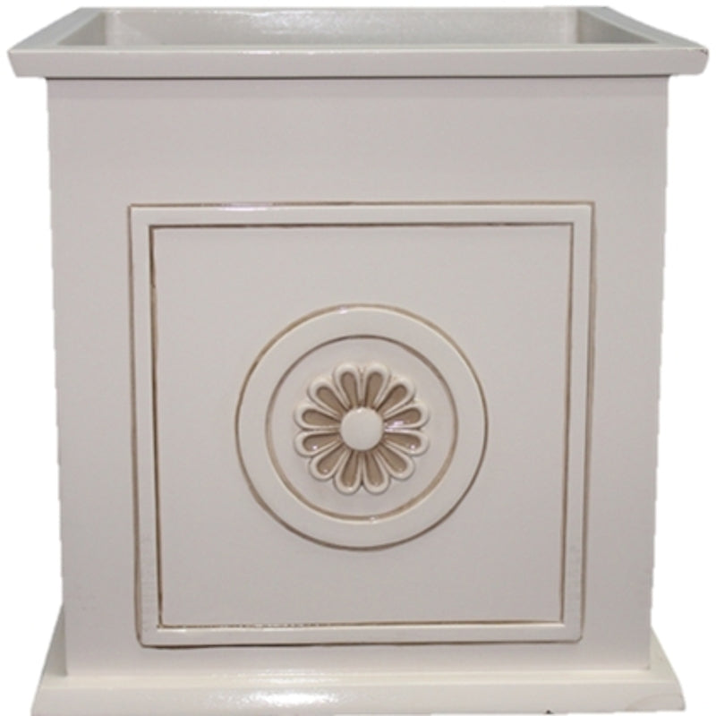 Southern Patio CMX-047001 Planter, 16 in H, 16 in W, 16 in D, Square, Ceramic, Ivory, Gloss