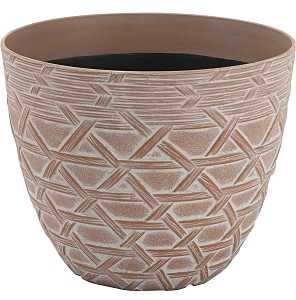 Landscapers Select S19121015-10 Arabesque Planter, 8 in Dia, 6-3/8 in H, Round, High-Density Resin, White Wash, Pack of 6