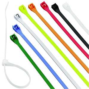 Calterm 73240 Cable Tie, 13/16 in Max Bundle Dia, 6/6 Nylon, Assorted, 4 in L, 100/PK