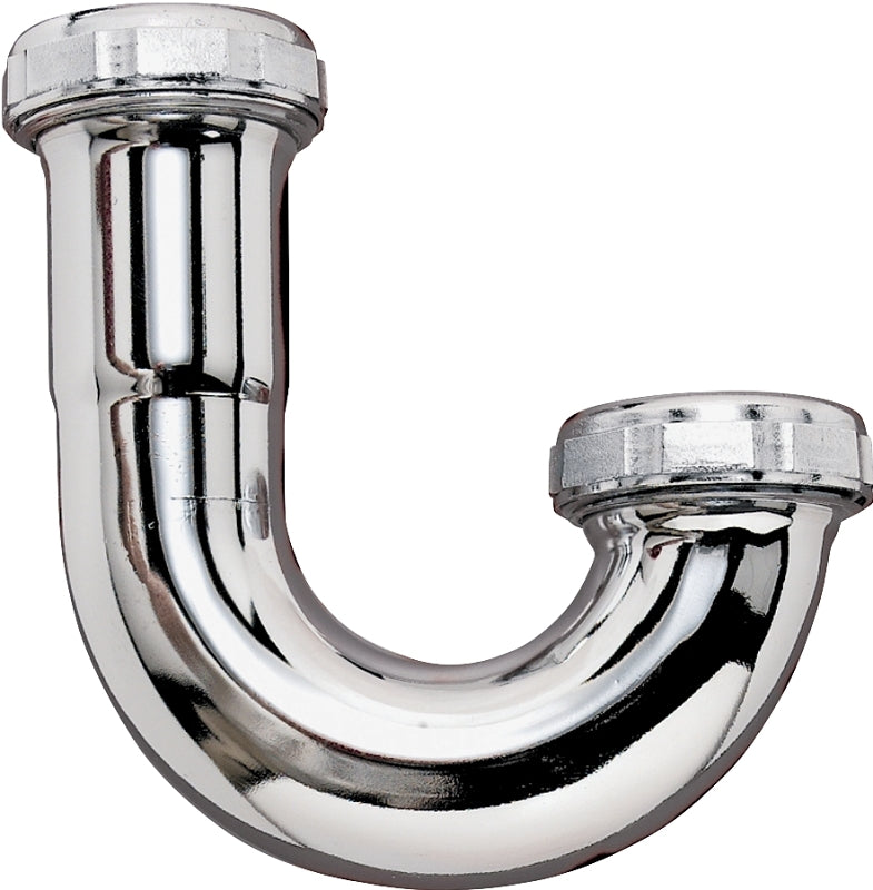 Plumb Pak PP20202 J-Bend, 1-1/2 in, 22 ga Thick Wall, Brass, Chrome
