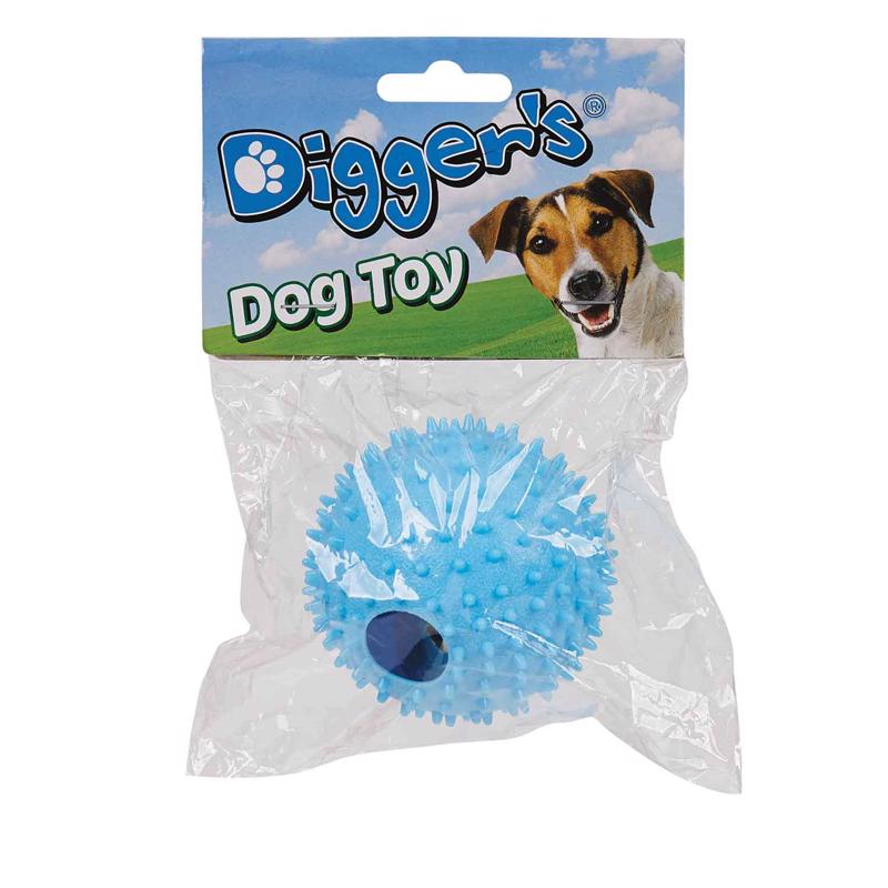 Boss Pet Digger's Blue Rubber Spiked TPR Ball w/Bell Ball Dog Toy Small 1 pk