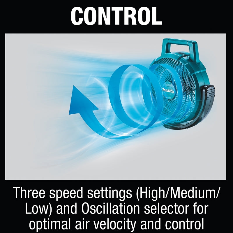Makita DCF203Z Fan, Tool Only, 18 V, 290 cfm Air, 3-Speed, Includes: TE00000170 AC Adapter