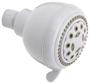 Plumb Pak K701WH Shower Head, Round, 1.8 gpm, 5-Spray Function, 3.35 in Dia