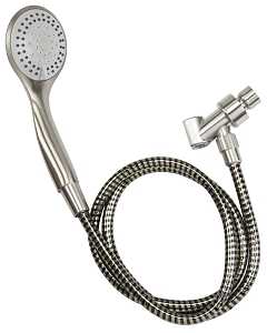 Plumb Pak K744BN Handheld Shower, 1.8 gpm, 5-Spray Function, Brushed Nickel, 60 in L Hose, 3.8 in Dia Head