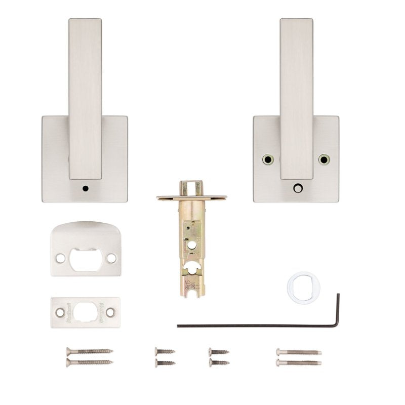 Kwikset Signature, Singapore 730SAL SQT 15 Bed/Bath Door Handle, Contemporary Design, Lever Handle, Satin Nickel