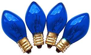Hometown Holidays 19114 Light Bulb, 5 W, Candelabra Lamp Base, Incandescent Lamp, Transparent Blue Light, Pack of 25