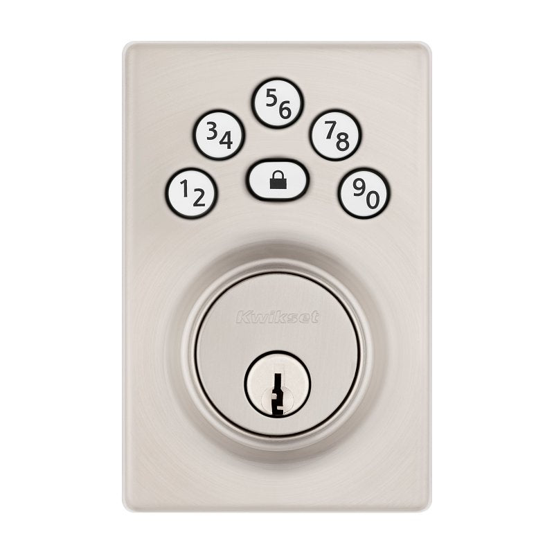 Kwikset Powerbolt 240 Series 992400-004 Keypad Electronic Lock, Contemporary, 3 Grade, Satin Nickel, KW1 Keyway, 1/PK