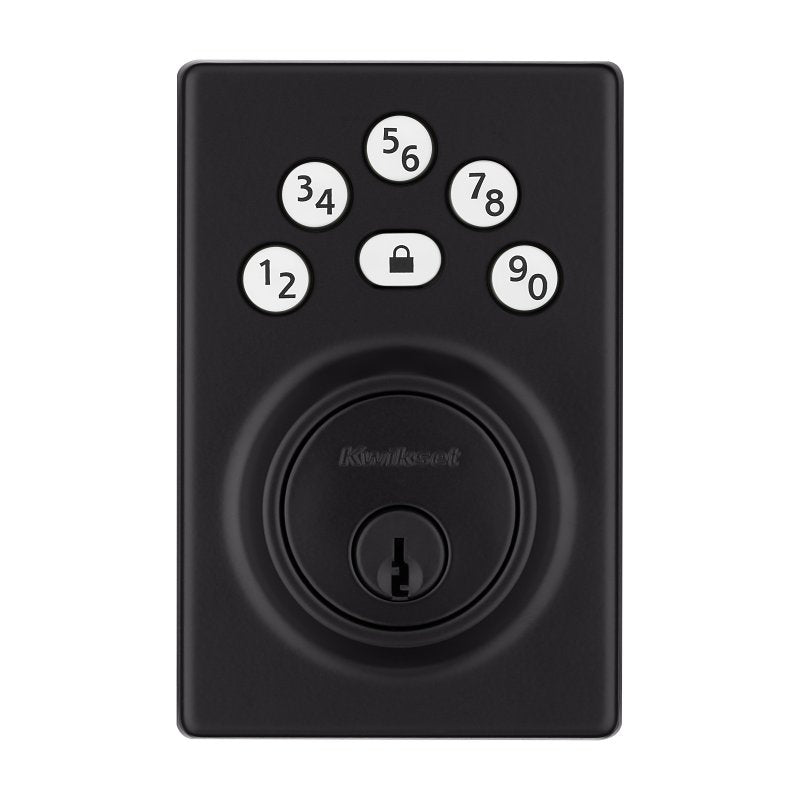 Kwikset Powerbolt 240 992400-005 Keypad Electronic Lock, 3 Grade, Zinc, Matte Black, KW1 Keyway