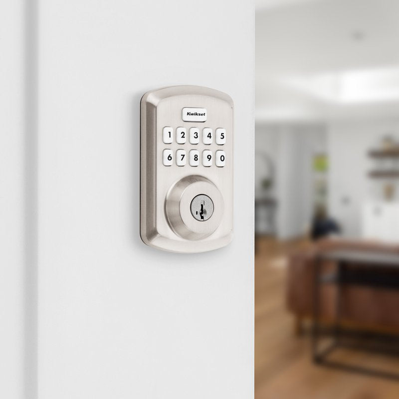 Kwikset Powerbolt 250 Series 992500-002 Keypad Electronic Lock, 3 Grade, Zinc, Satin Nickel, KW1 Keyway