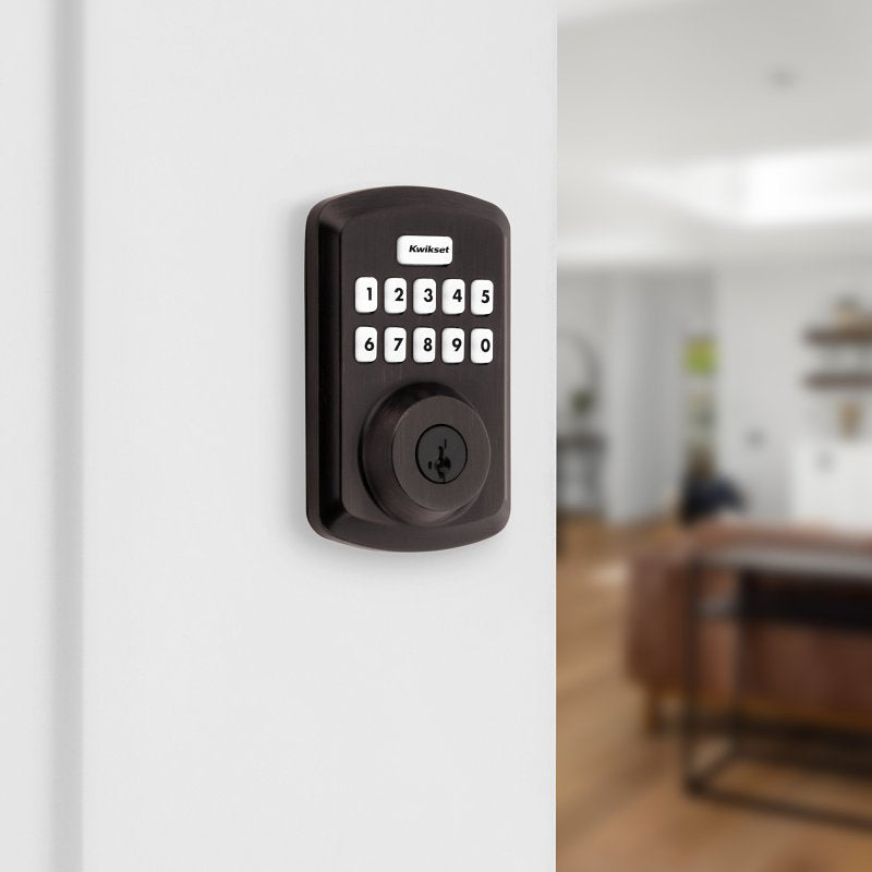 Kwikset Powerbolt 250 Series 992500-003 Keypad Electronic Lock, 3 Grade, Zinc, Venetian Bronze, KW1 Keyway