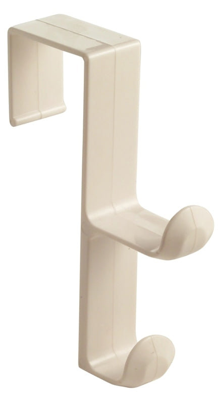 iDESIGN 16101 Series Door Hook, Door Mounting, 3 in L x 1 in W x 4-1/2 in H Dimensions, White, 2-Hook, Plastic