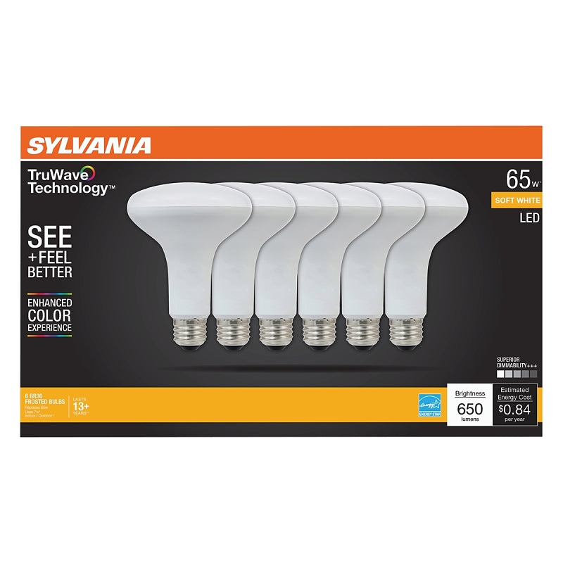 Sylvania 42021 LED Bulb, BR30 Lamp, 65 W Equivalent, Soft White