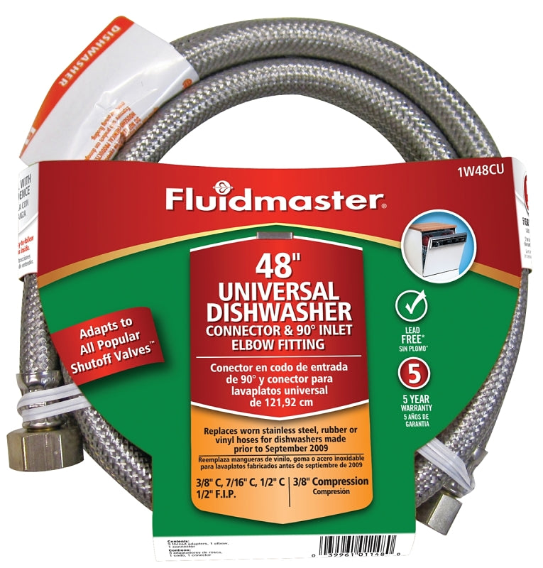 Fluidmaster 1W48CU Universal Dishwasher Connector, 3/8 in, Compression