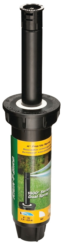 Rain Bird 1804QDS Spray Head Sprinkler, Part-Circle, 0.1 gpm, 1/2 in Connection, FNPT, 12 to 15 ft, Plastic