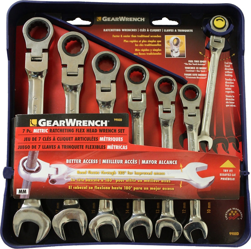 GearWrench 9900D Wrench Set, 7-Piece, Steel, Specifications: Metric Measurement