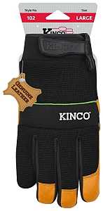 KincoPro 102-L Safety Gloves, L, Gold, Men's, Wing Thumb, Hook and Loop, Polyester/Spandex