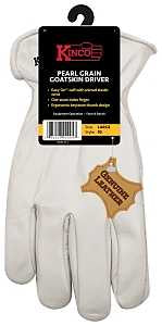 Kinco 92-M Driver Gloves, Men's, M, Keystone Thumb, Easy-On Cuff, Grain Goatskin Leather, Pearl