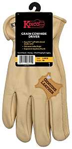 Kinco 98-L Gloves, L, Keystone Thumb, Easy-On Cuff, Cowhide Leather, Tan