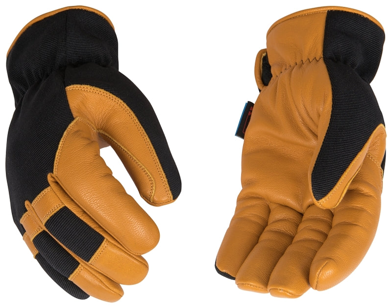 KincoPro 3102HKP-M Safety Gloves, Men's, M, Wing Thumb, Easy-On Cuff, Polyester/Spandex Back, Black/Gold