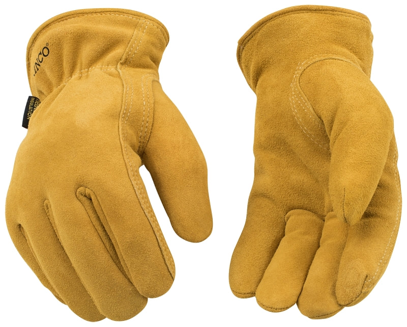 Kinco 903HK-L Gloves, Men's, L, Keystone Thumb, Easy-On Cuff, Deerskin Leather, Gold