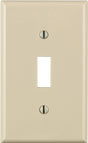 Leviton 024-80701-00T Wallplate, 4-1/2 in L, 2-3/4 in W, 1 -Gang, Nylon, Light Almond, Smooth