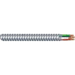 Southwire Armorlite 68583422 Armored Cable, 12 AWG Cable, 3-Conductor, 50 ft L, Copper Conductor, PVC Insulation