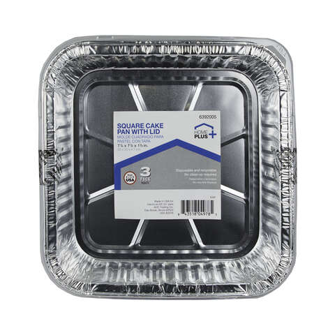 Home Plus Durable Foil 7-7/8 in. W X 7-7/8 in. L Cake Pan Silver 3 pk, Pack of 12