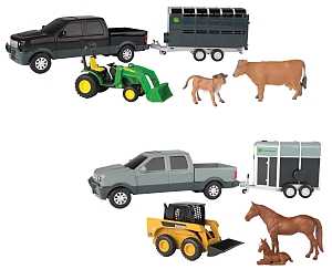 Ertl 37656A Pickup and Livestock Trailer Set, 3 years and Up, Pack of 4