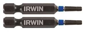 Irwin 1837468 Power Bit, #1 Drive, Square Recess Drive, 1/4 in Shank, Hex Shank, 2 in L, High-Grade S2 Tool Steel