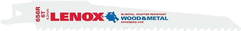 Lenox 20573S656R Reciprocating Saw Blade, Applicable Materials: Ferrous/Non-Ferrous Metal, Nail-Embedded Wood, 3/4 in W
