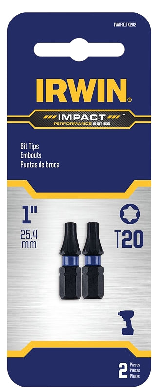 Irwin IWAF31TX202 Insert Bit, T20 Drive, Torx Drive, 1/4 in Shank, Hex Shank, 25 mm L, Steel