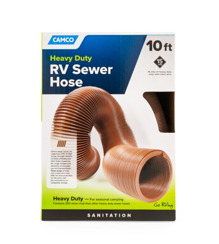 Camco USA 39619 Heavy-Duty Sewer Hose, 10 ft L, Vinyl, Brown