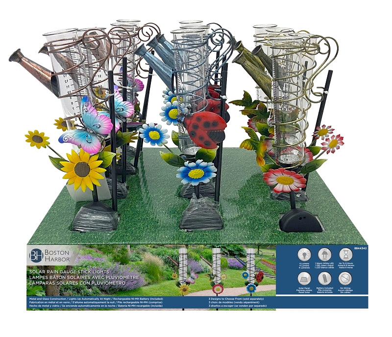 Boston Harbor 26146 Rain Gauge, Ni-Mh Battery, 1-Lamp, LED Lamp, Metal Glass Plastic Fixture, Battery Included: Yes, Pack of 12