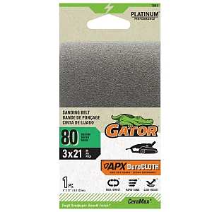 Gator 7093 Portable Sander Belt, 3 in W, 21 in L, 80 Grit, Ceramic Abrasive