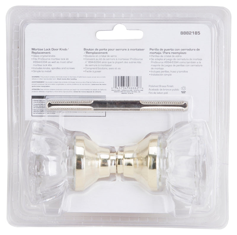 ProSource 7296510-3L Door Knob Set, Crystal Glass