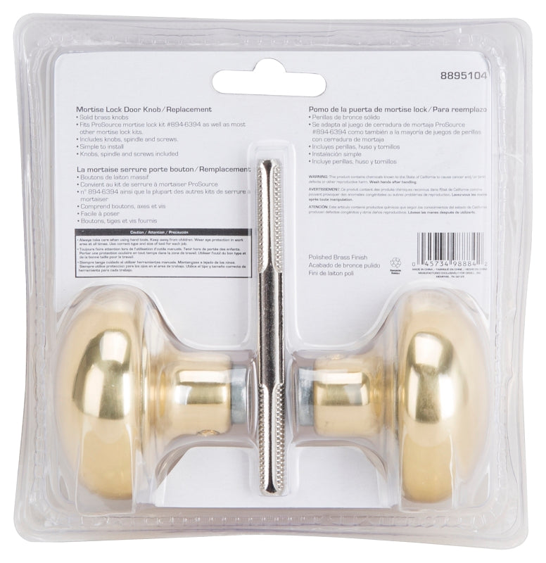 ProSource 7296601-3L Door Knob Set, Brass