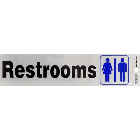 HILLMAN English Silver Restroom Decal 2 in. H X 8 in. W, Pack of 6