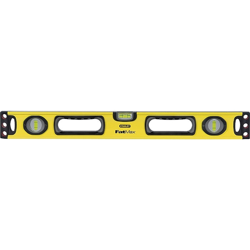 STANLEY 43-524 Box Beam Level, 24 in L, 3-Vial, 2-Hang Hole, Non-Magnetic, Aluminum, Yellow