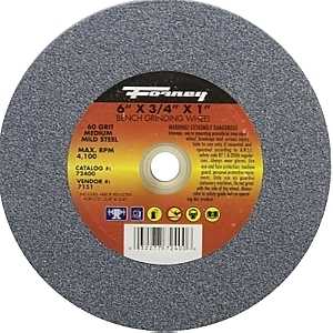 Forney 72401 Bench Grinding Wheel, 6 in Dia, 1 in Arbor, 36 Grit, Medium, Aluminum Oxide Abrasive