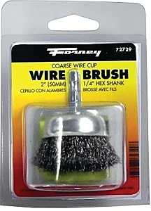 Forney 72729 Wire Cup Brush, 2 in Dia, 0.012 in Dia Bristle, Steel Bristle