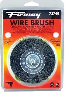 Forney 72740 Wire Wheel Brush, 4 in Dia, 0.008 in Dia Bristle