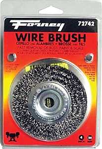 Forney 72742 Wire Wheel Brush, 4 in Dia, 1/2 in Arbor/Shank, 0.012 in Dia Bristle