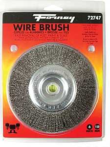Forney 72747 Wire Wheel Brush, 6 in Dia, 1/2 to 5/8 in Arbor/Shank, 0.008 in Dia Bristle